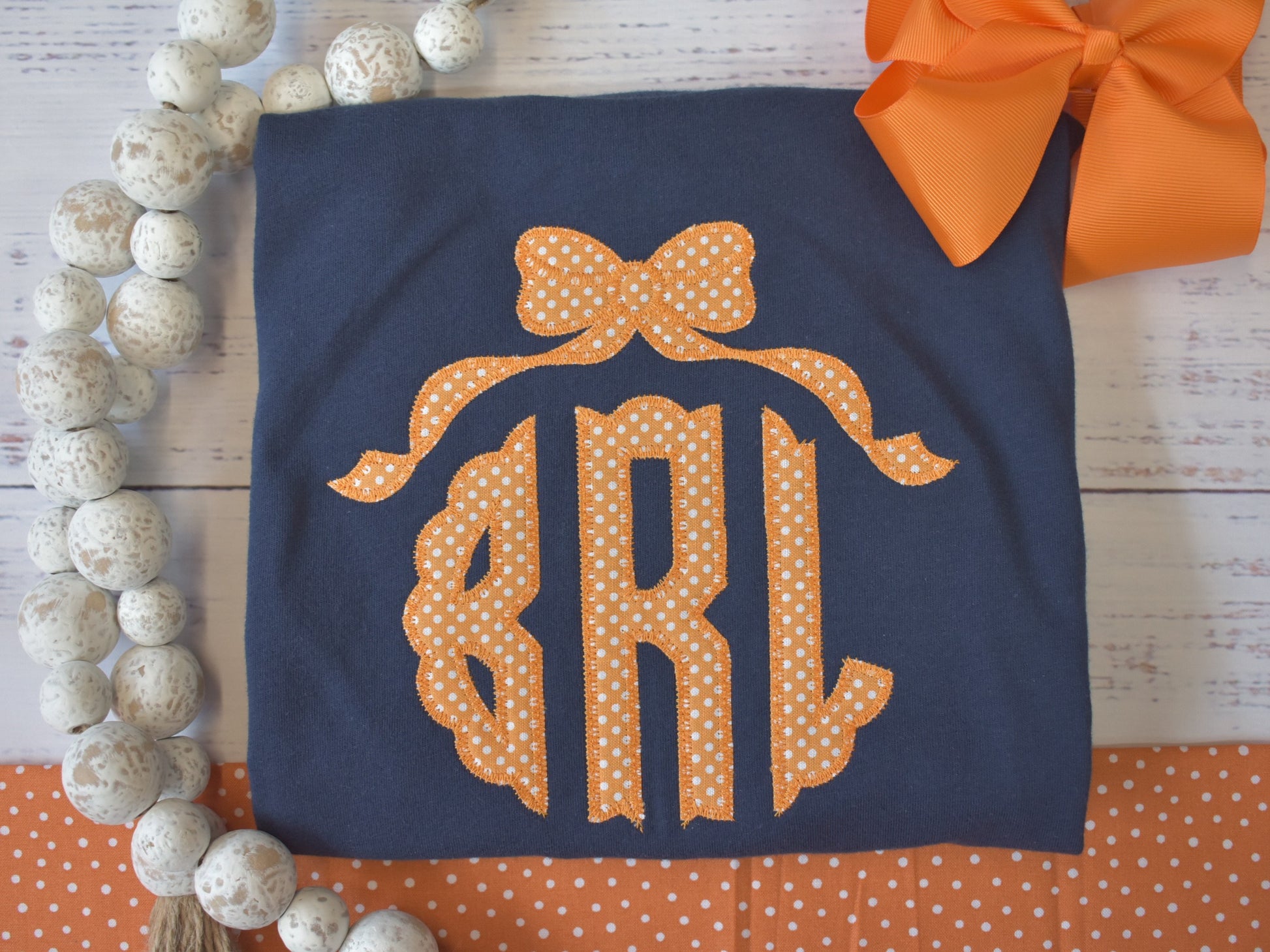 GIRLS BOW TOPPER SCALLOPED MONOGRAM image 0