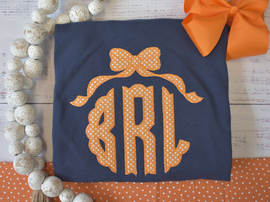 GIRLS BOW TOPPER SCALLOPED MONOGRAM image 0