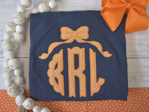 BOW TOPPER SCALLOPED MONOGRAM